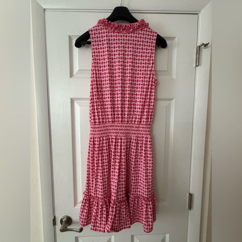 CABANA LIFE Coral Gables Smocked Waist Dress, Pink and White Geometric Size L - Picture 5 of 7